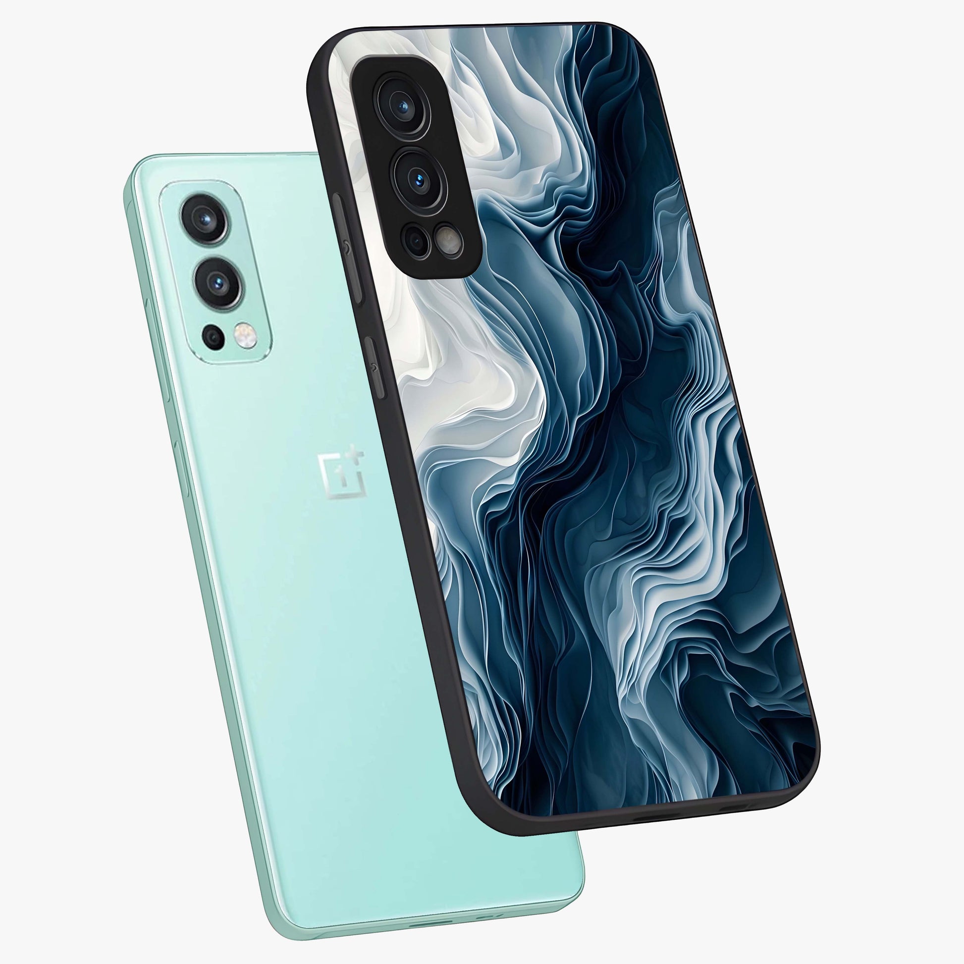 Ethereal Paper Marble Glass Case displayed in angled mockup highlighting elegant marble pattern with modern aesthetic style.