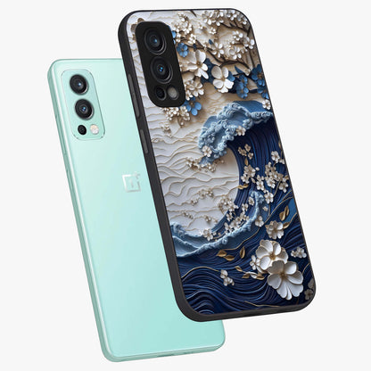 Floral Wave Origami Glass Case displayed in angled mockup highlighting geometric origami flower design with modern aesthetic style.