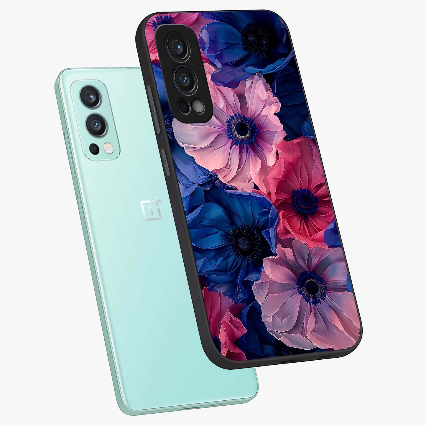 Flower Paper Art Pattern Glass Case displayed in angled mockup highlighting layered paper flower design with artistic aesthetic.
