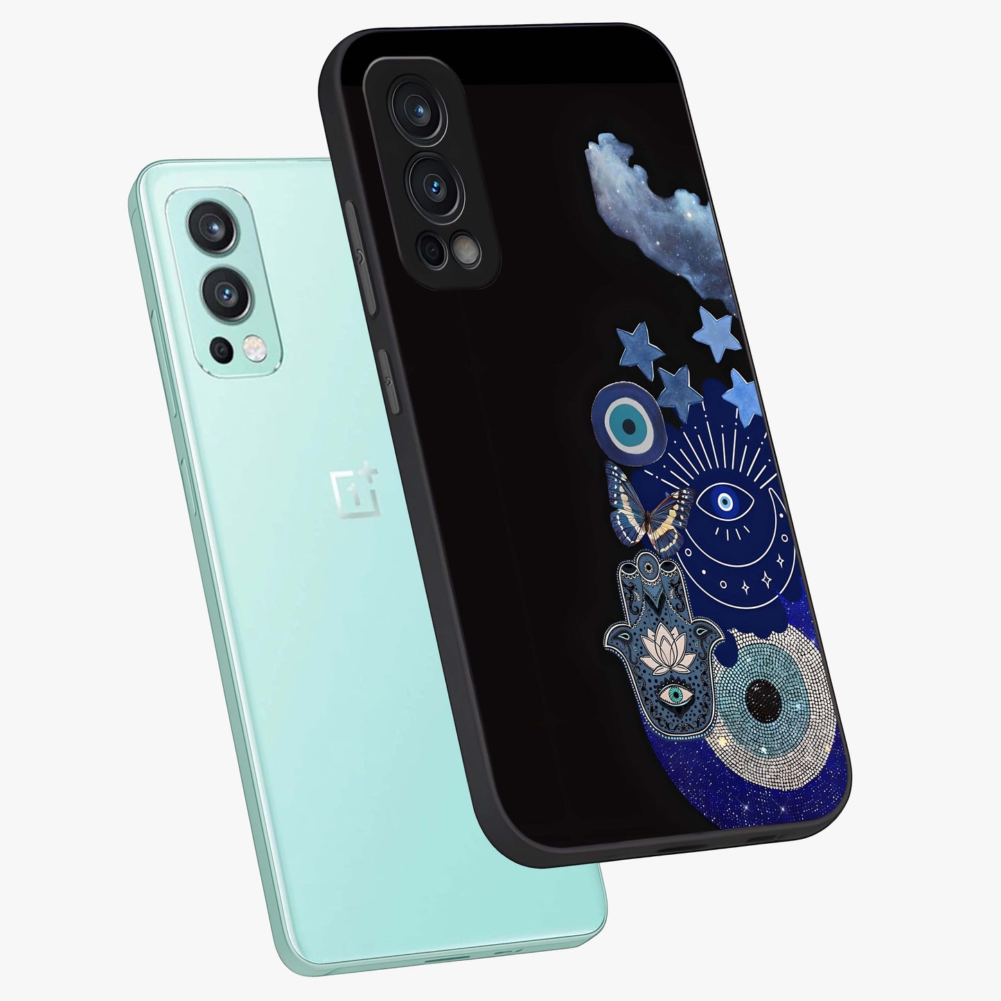 Galactic Charm Cluster Glass Case displayed in angled mockup highlighting luminous galaxy inspired design with dreamy aesthetic.
