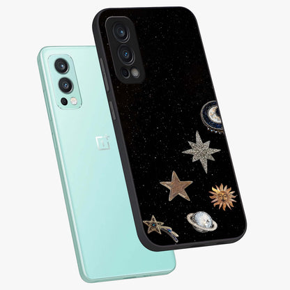 Galactic Charm Glow Glass Case displayed in angled mockup highlighting luminous galaxy inspired design with dreamy aesthetic.