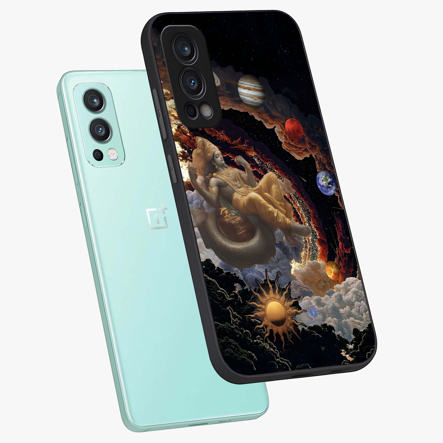 Galactic Divine God Glass Case displayed in angled mockup highlighting powerful celestial deity illustration with galactic aesthetic.