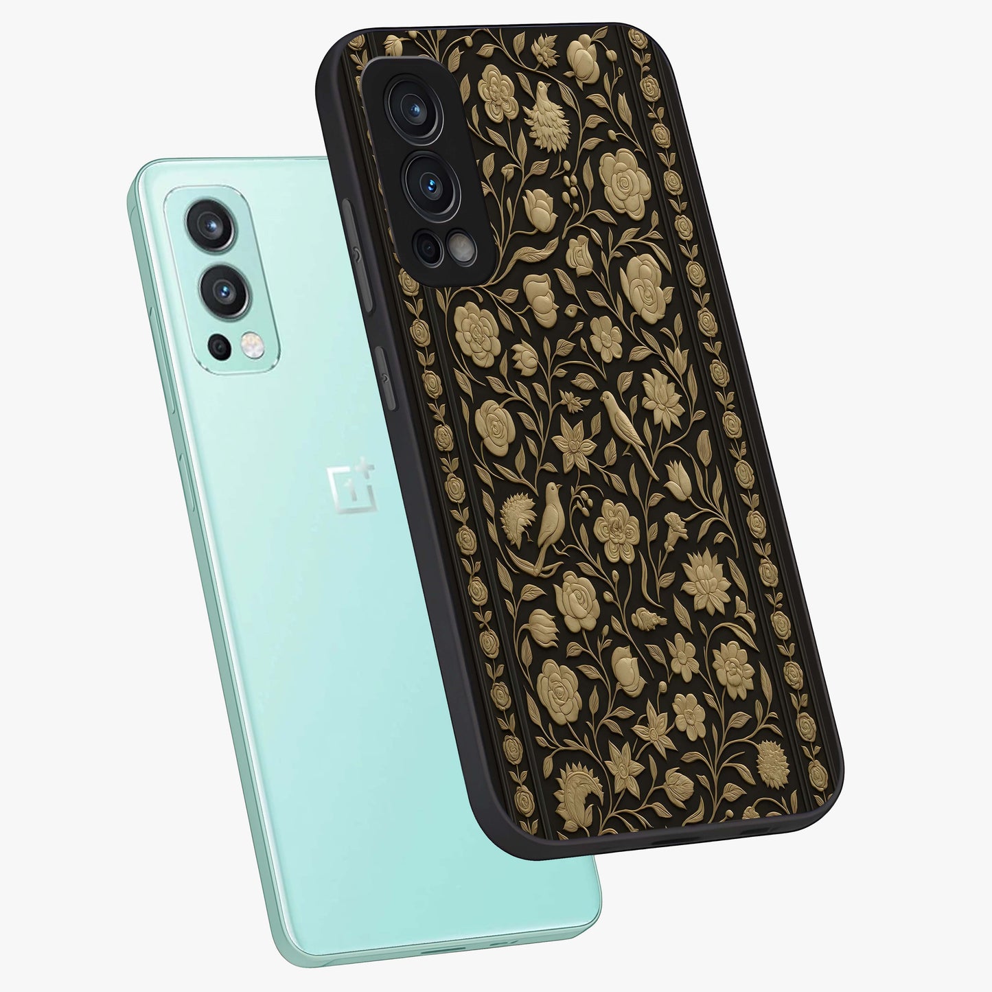 Golden Evil Eye Mandala Glass Case displayed in angled mockup highlighting protective evil eye symbol with golden mandala design.