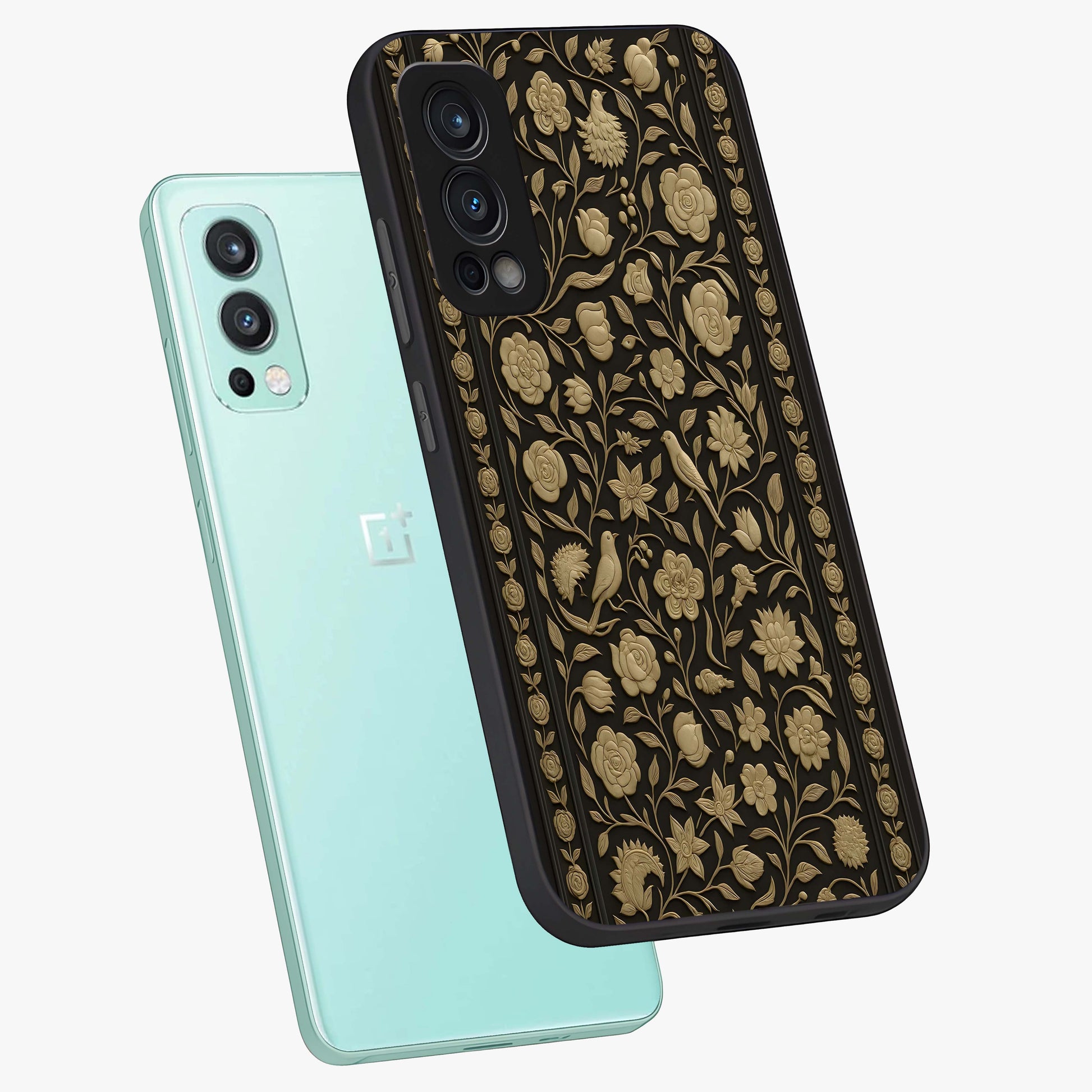 Golden Evil Eye Mandala Glass Case displayed in angled mockup highlighting protective evil eye symbol with golden mandala design.