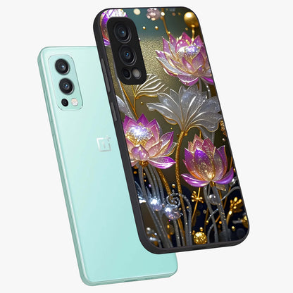 Golden Floral Majesty Glass Case displayed in angled mockup highlighting elegant flower design with royal golden aesthetic.