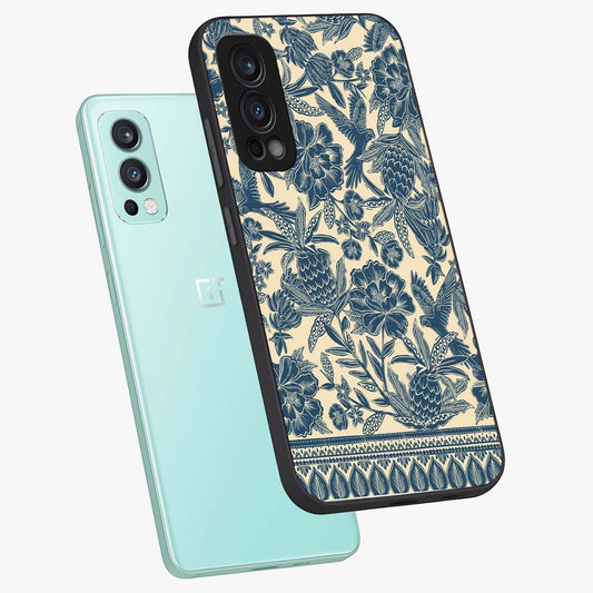 Heirloom Wild Bloom Glass Case showing flat back view with vintage inspired wild flower artwork and glossy glass finish.