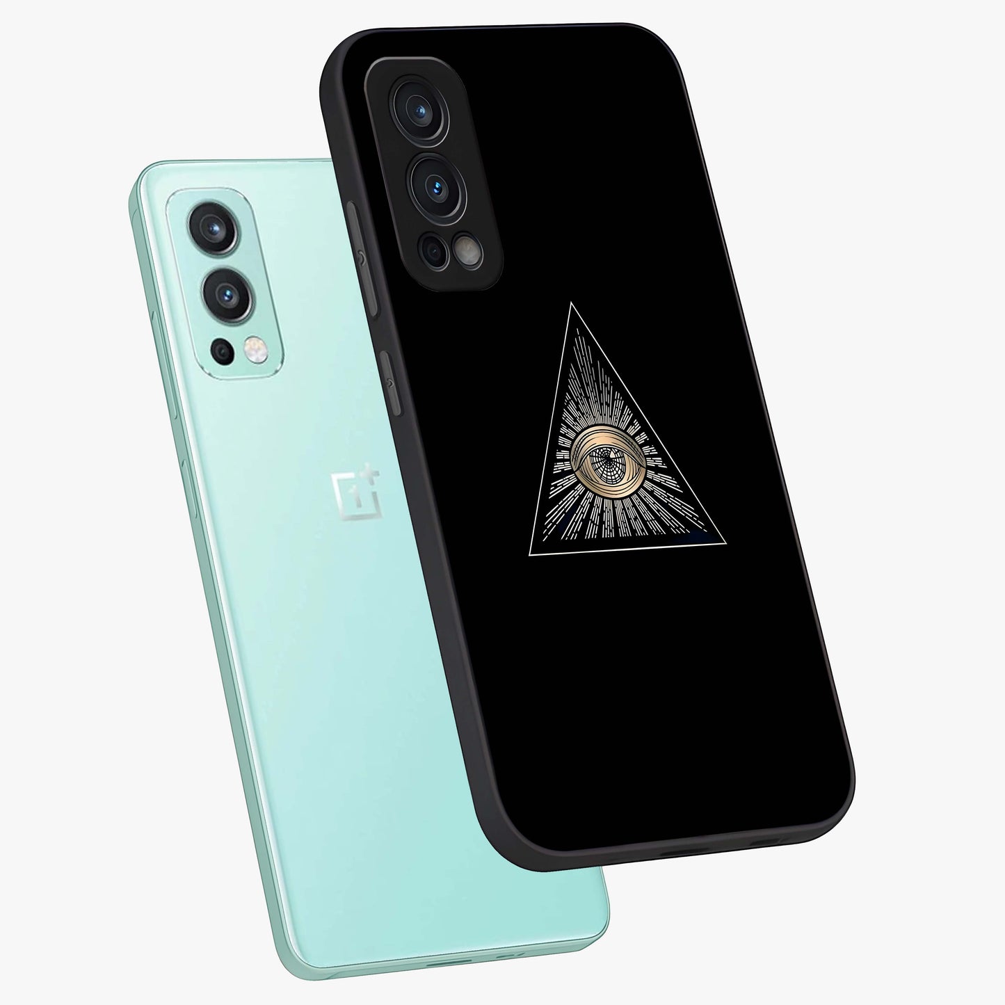 Illuminati Evil Glass Case displayed in angled mockup highlighting dark occult inspired design with bold aesthetic style.