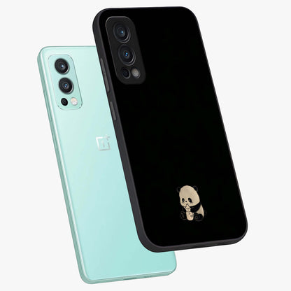Midnight Panda Love Glass Case displayed in angled mockup highlighting adorable panda illustration with midnight aesthetic.
