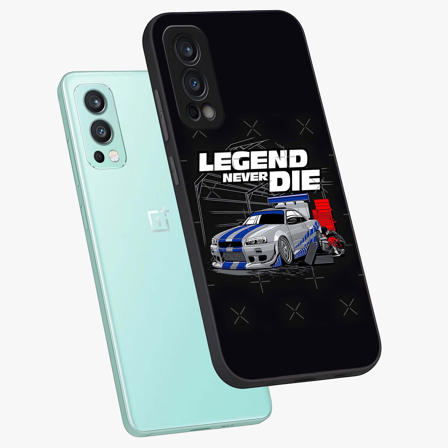 Midnight Racing Legacy Glass Case displayed in angled mockup highlighting dynamic automotive design with bold midnight aesthetic.