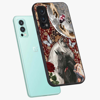 Moonlit Royal Stallion Glass Case displayed in angled mockup highlighting powerful stallion illustration with royal night aesthetic.