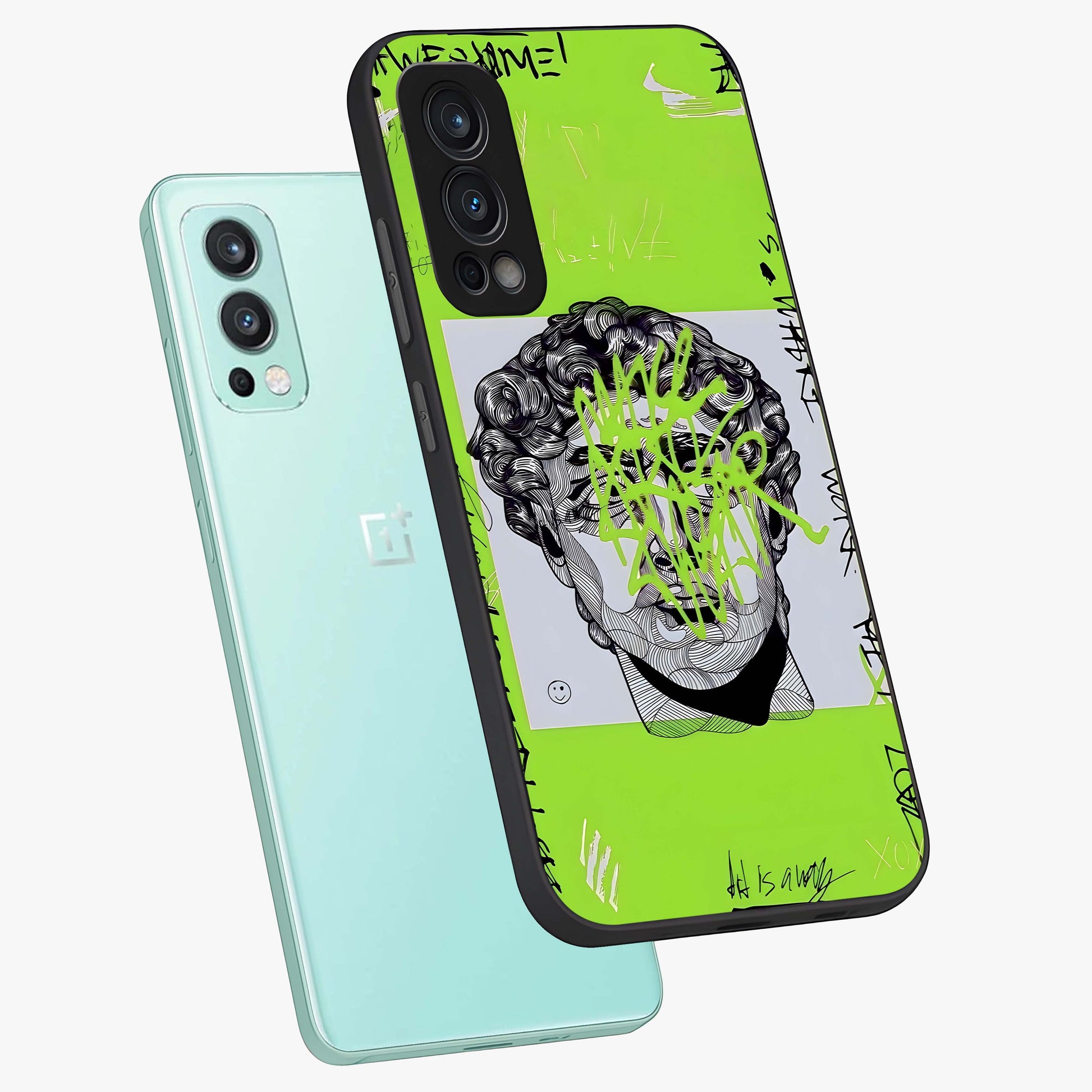Neo Graffiti Rebellion Glass Case displayed in angled mockup highlighting urban street art design with rebellious aesthetic.