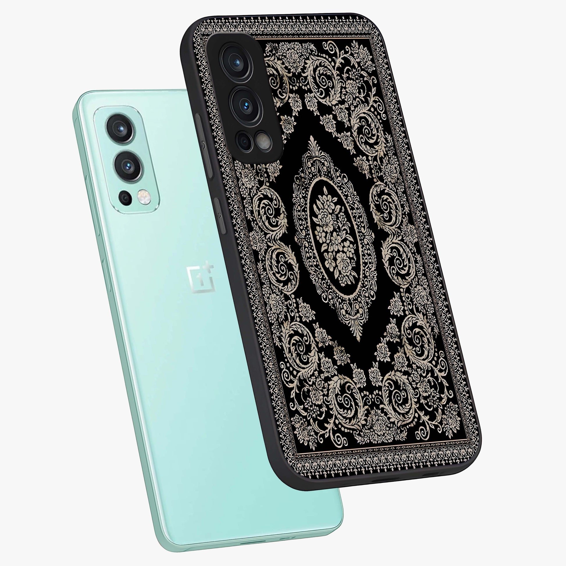 Noir Bloom Elegance Glass Case displayed in angled mockup highlighting refined flower design with stylish noir aesthetic.