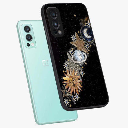 Pearls Universe Object Glass Case displayed in angled mockup highlighting celestial pearl design with dreamy aesthetic.
