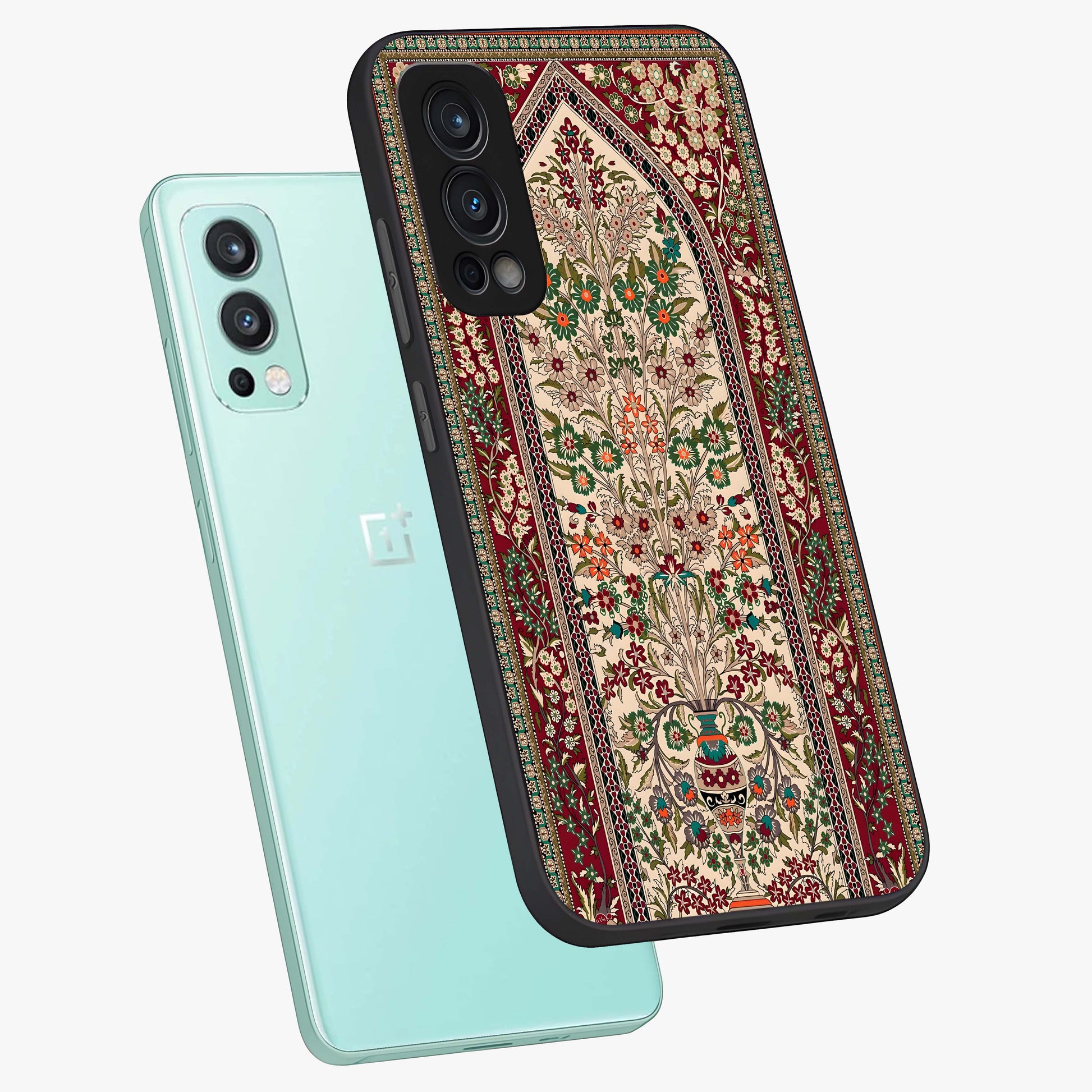 Persian Inspired Glass Case displayed in angled mockup highlighting intricate traditional design with elegant cultural aesthetic.