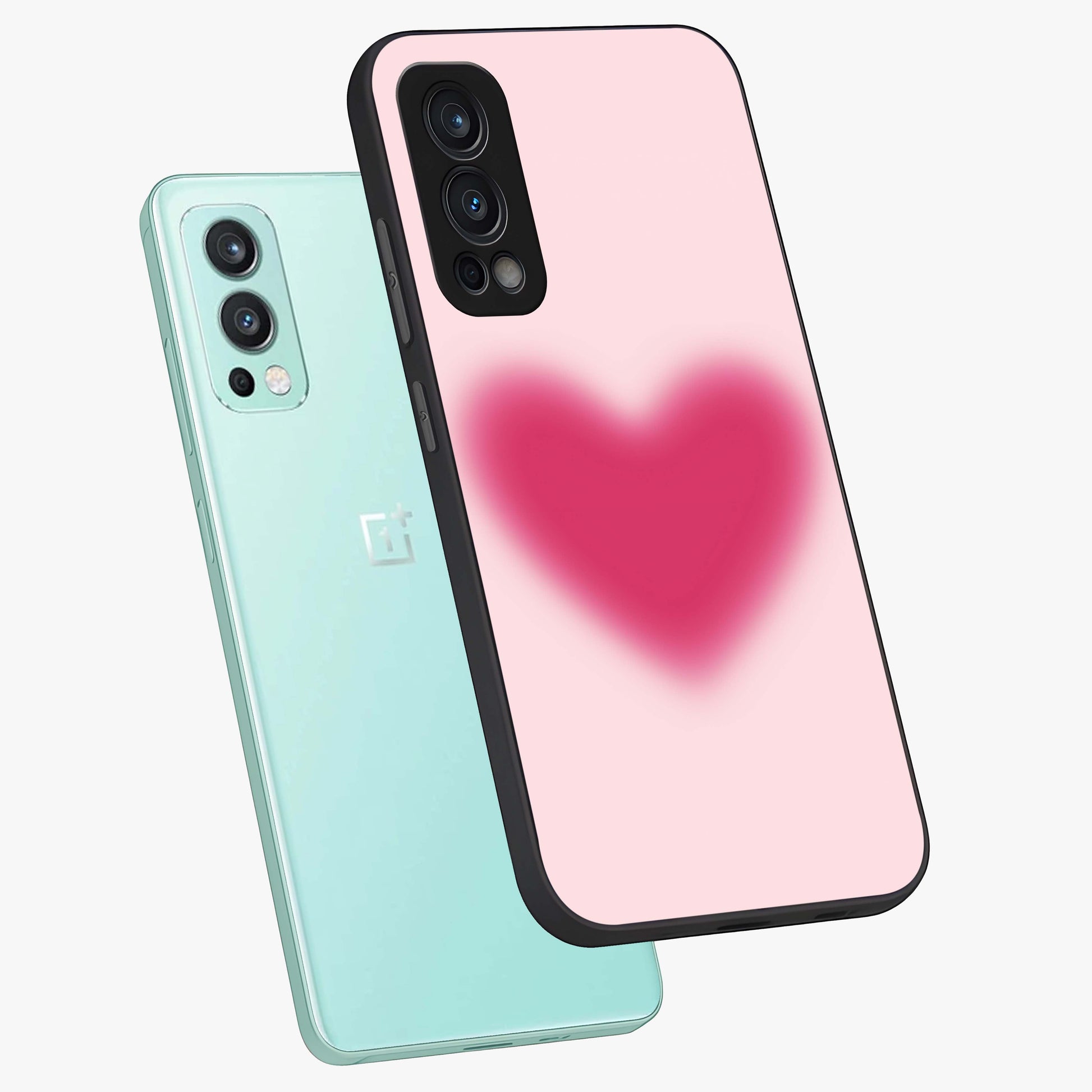 Pink Aura Heart Glass Case displayed in angled mockup highlighting vibrant pink heart design with dreamy aura aesthetic.