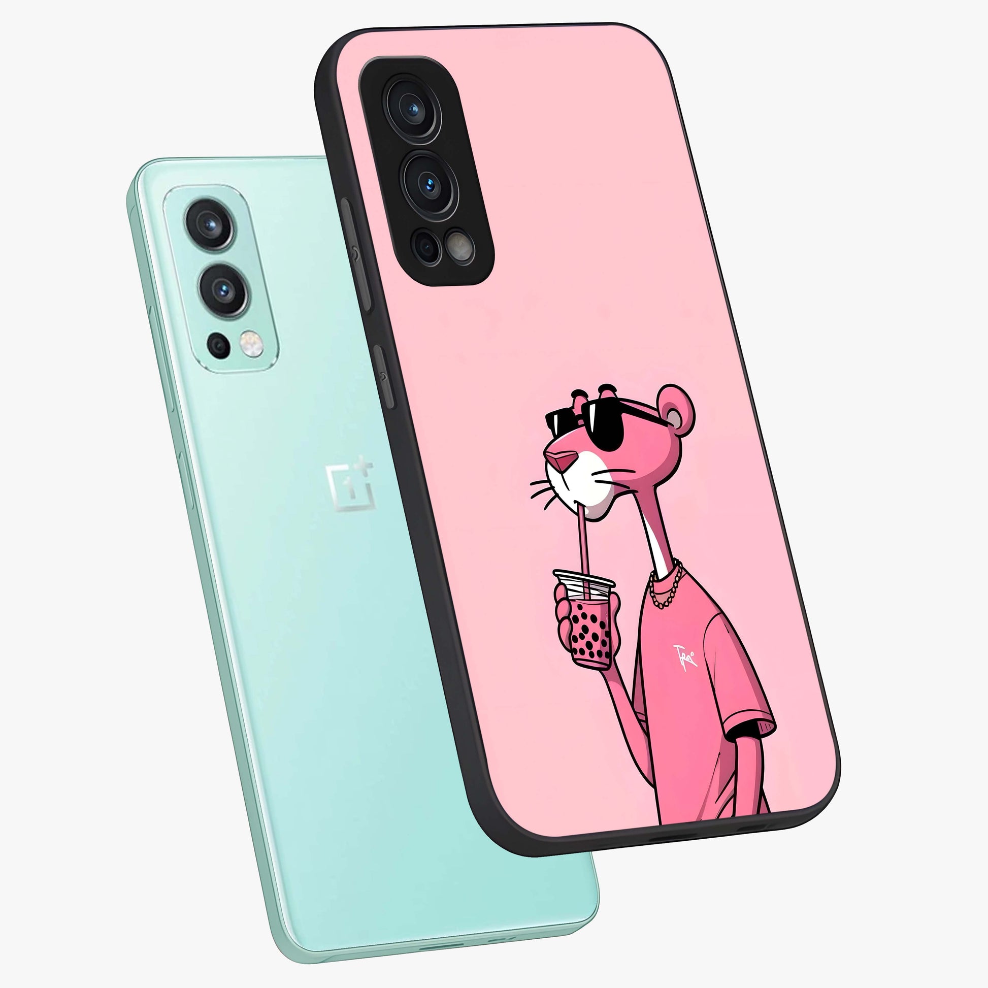 Pink Panther Glass Case displayed in angled mockup highlighting playful cartoon character design with vibrant pink aesthetic.