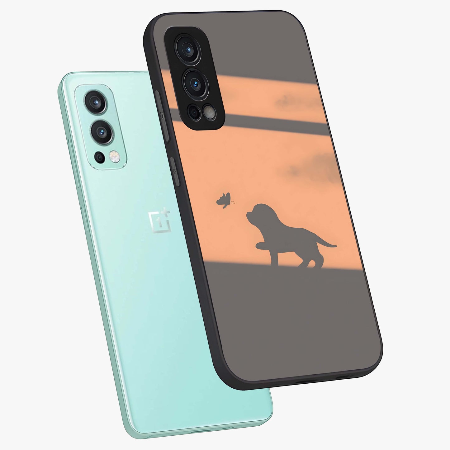 Puppy Shadow Art Glass Case displayed in angled mockup highlighting playful dog illustration with artistic shadow aesthetic.