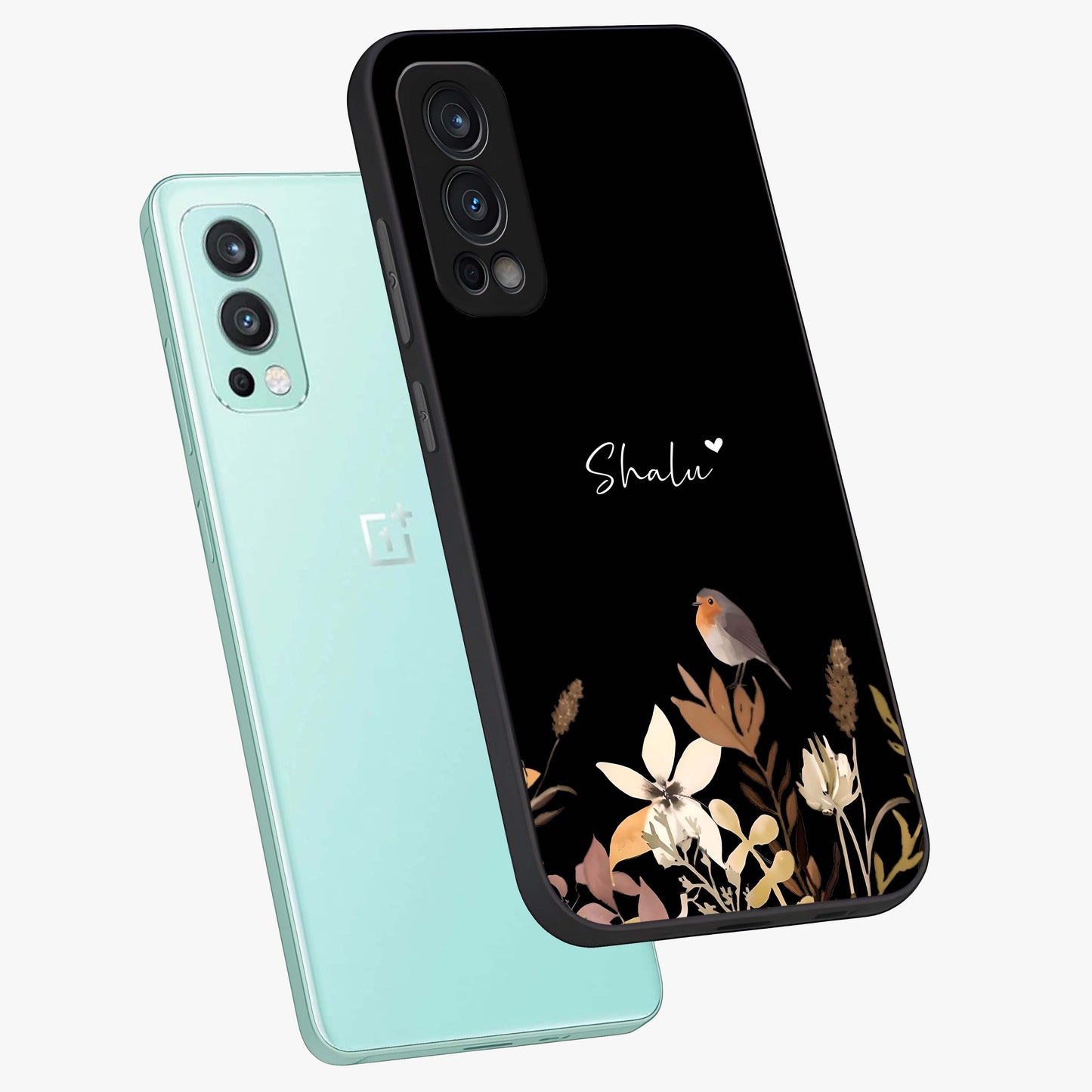 Quiet Garden Tune Custom Name Glass Case displayed in angled mockup highlighting delicate floral garden design with custom name feature.