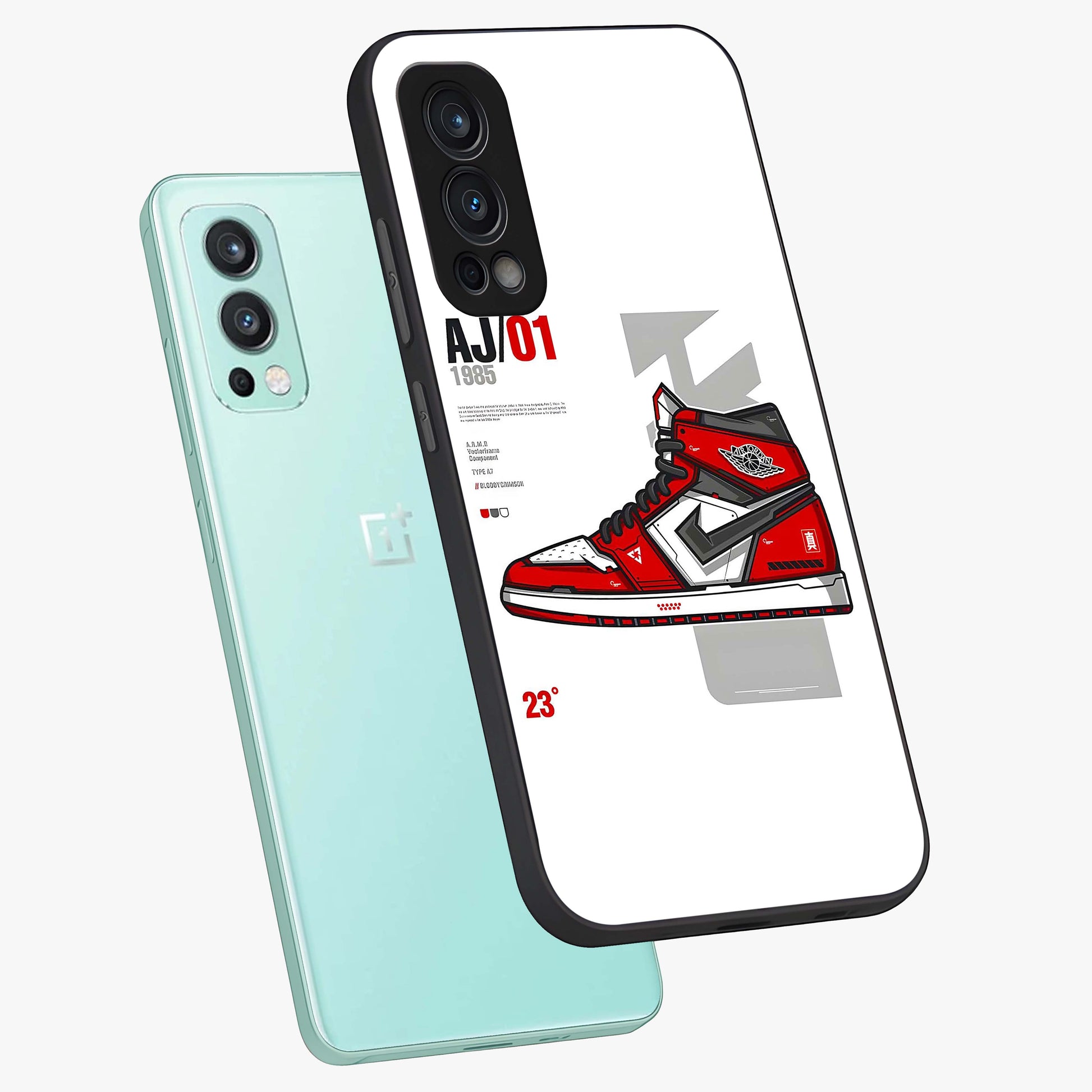 Retro Sneaker Blueprint Glass Case displayed in angled mockup highlighting detailed shoe design with sporty retro aesthetic.