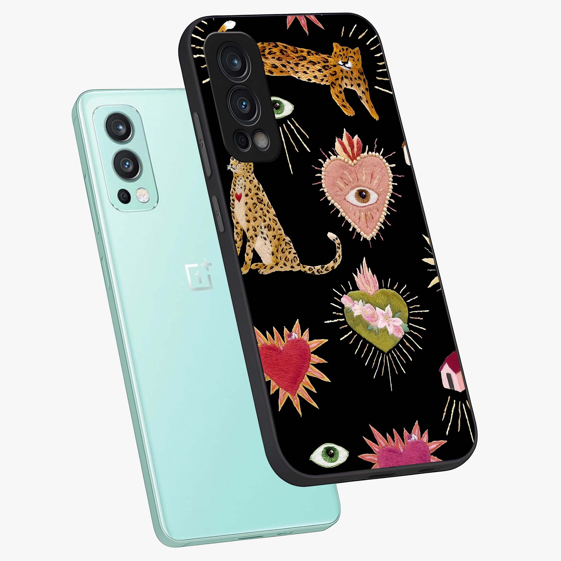 Sacred Jungle Heart Glass Case displayed in angled mockup highlighting lush tropical design with natural aesthetic style.