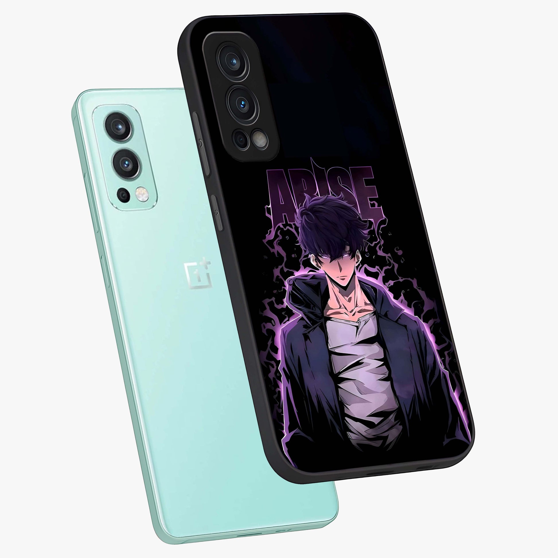 Shadow Monarch Awakening Glass Case displayed in angled mockup highlighting dramatic shadow warrior design with fantasy aesthetic.
