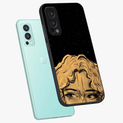 Shri Krishna Art Glass Case displayed in angled mockup highlighting spiritual Krishna illustration with divine aesthetic.