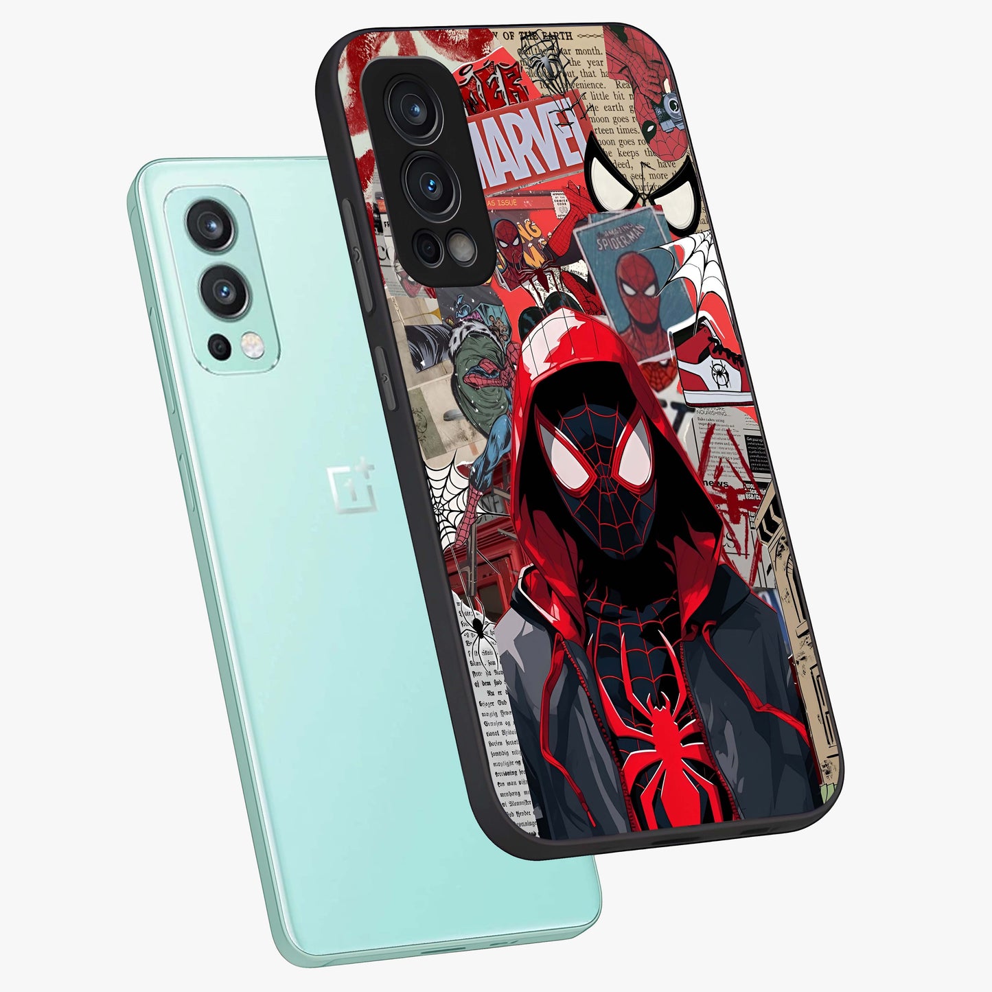 Spider Collage Street Glass Case displayed in angled mockup highlighting dynamic street style collage design with comic aesthetic.