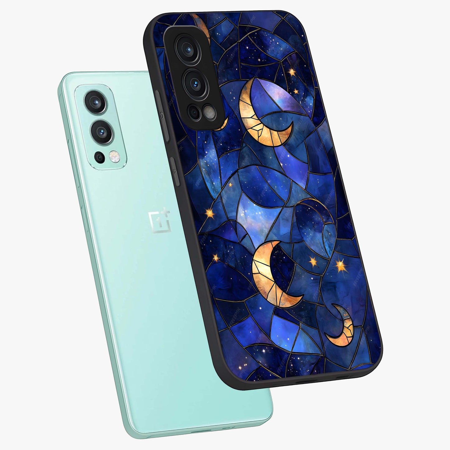 Starlit Sky Tapestry Glass Case displayed in angled mockup highlighting celestial night pattern with artistic aesthetic style.