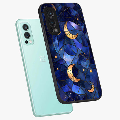 Starlit Sky Tapestry Glass Case displayed in angled mockup highlighting celestial night pattern with artistic aesthetic style.