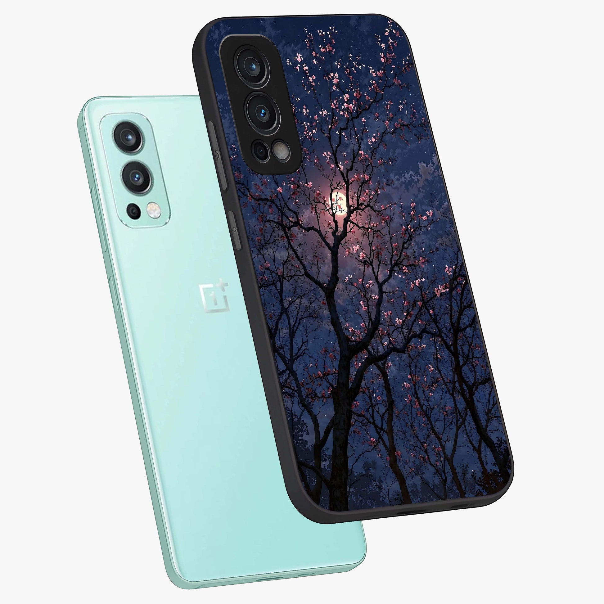 Twilight Sakura Serenade Glass Case displayed in angled mockup highlighting delicate sakura flower design with dreamy aesthetic.