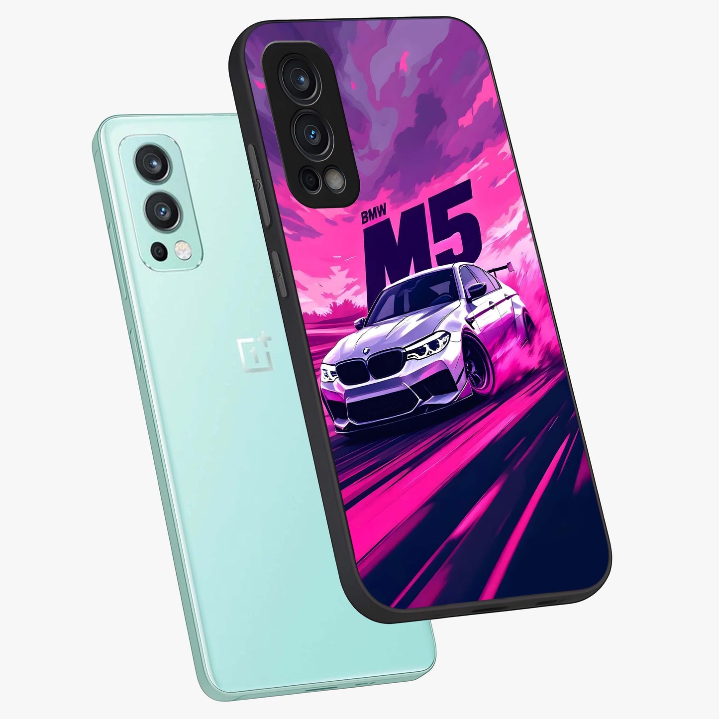 Velocity Drift Pulse Glass Case displayed in angled mockup highlighting dynamic drift design with sporty automotive aesthetic.