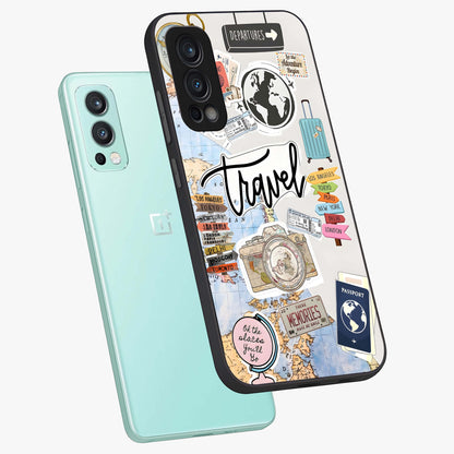 Wanderlust Journal Glass Case displayed in angled mockup highlighting adventure themed design with aesthetic travel vibe.