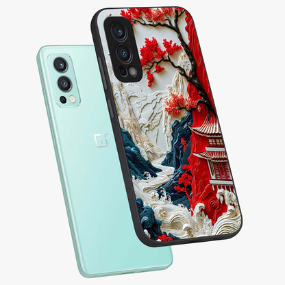 Whispers Of Sakura Waves Glass Case displayed in angled mockup highlighting flowing sakura design with soft floral aesthetic.