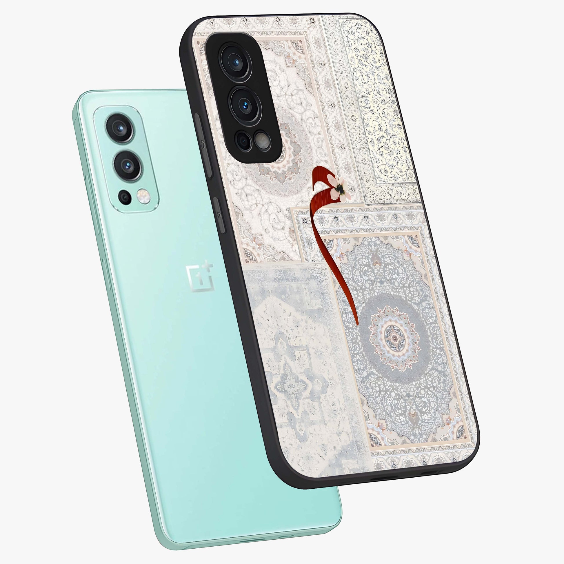 White Aesthetic Bow Glass Case displayed in angled mockup highlighting clean bow design with soft aesthetic style.