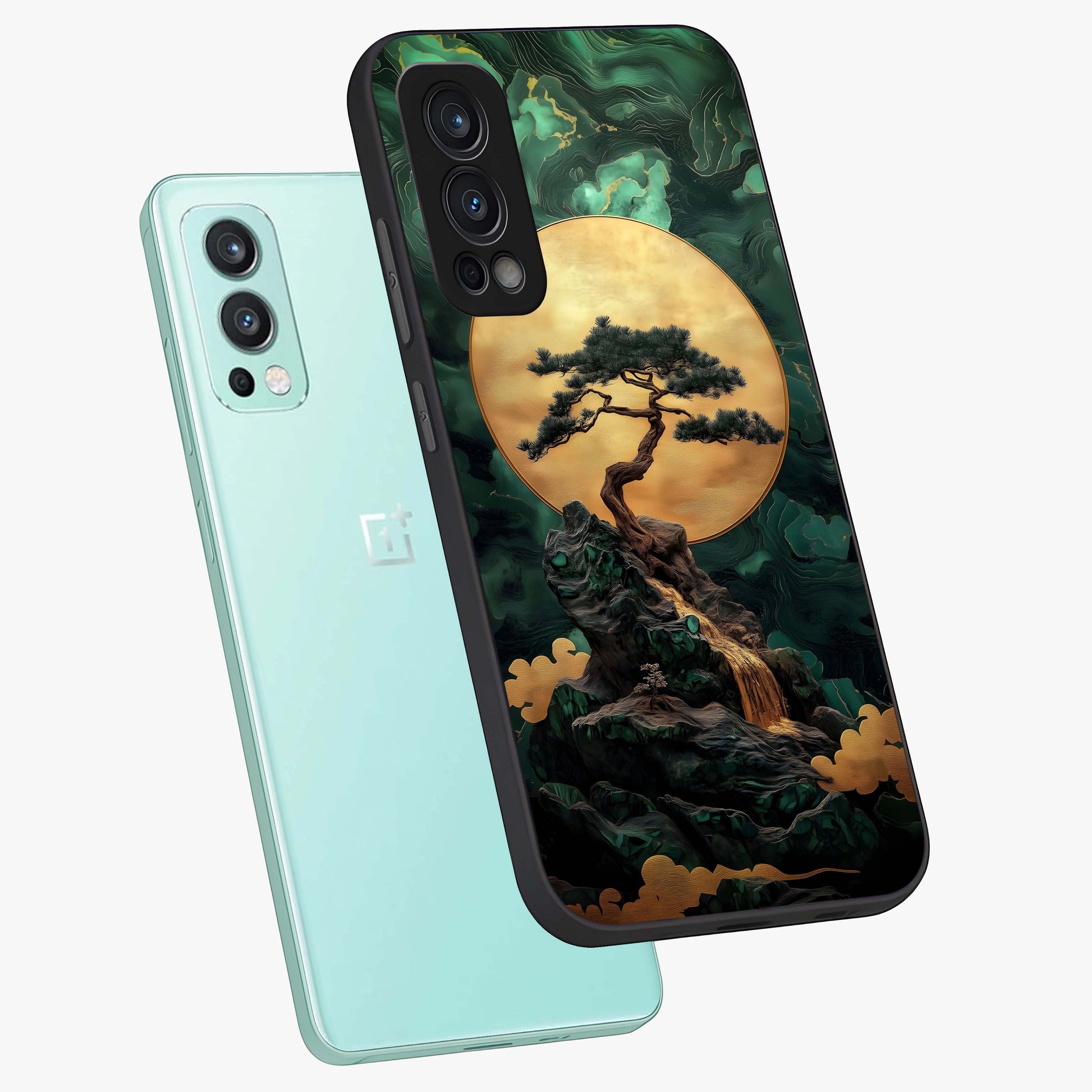 Zen Moon Rise Glass Case displayed in angled mockup highlighting peaceful lunar design with zen aesthetic style.