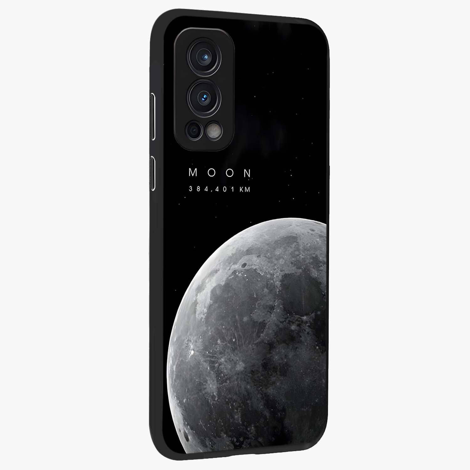 Cosmic Moon Glow Glass Case upright view showcasing luminous moon illustration with dreamy cosmic style.