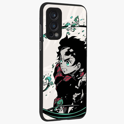Demon Slayer Glass Case upright view showcasing powerful anime artwork with intense warrior theme.