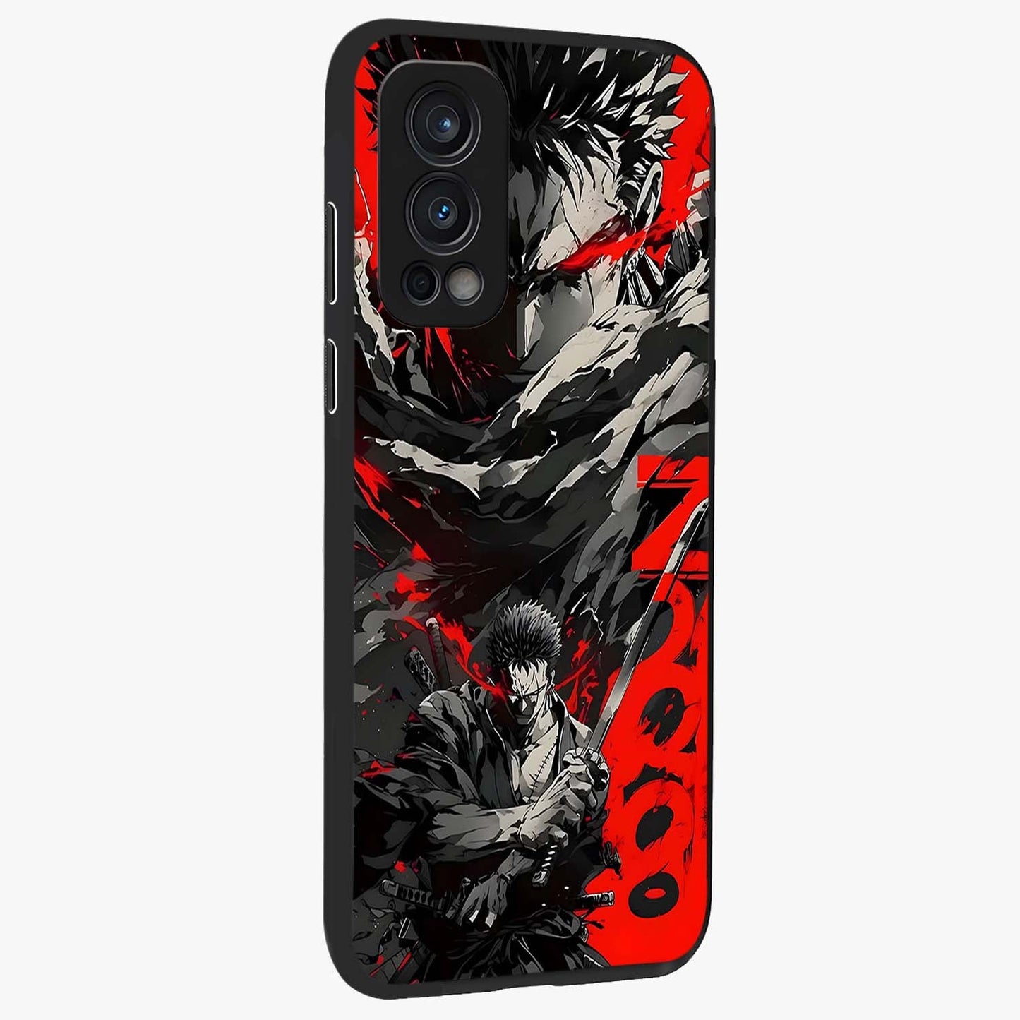 Demon Sword Resolve Glass Case upright view showcasing dramatic warrior artwork with intense battle theme.