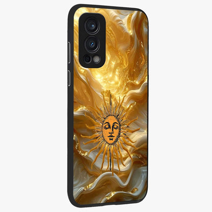 Eternal Golden Glow Glass Case upright view showcasing luminous golden artwork with luxurious visual theme.