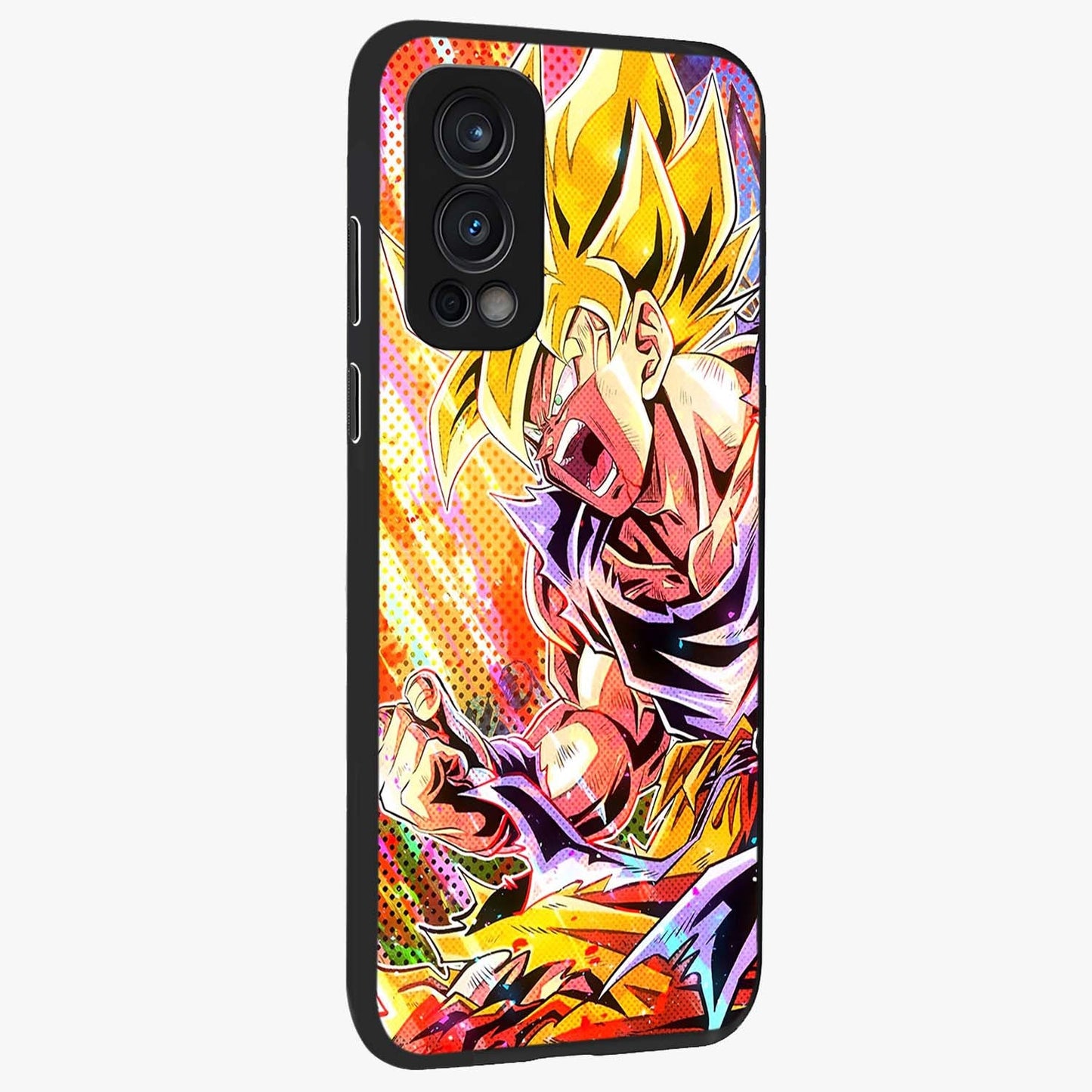 Firing Goku Glass Case upright view showcasing energetic anime artwork with bold warrior theme.
