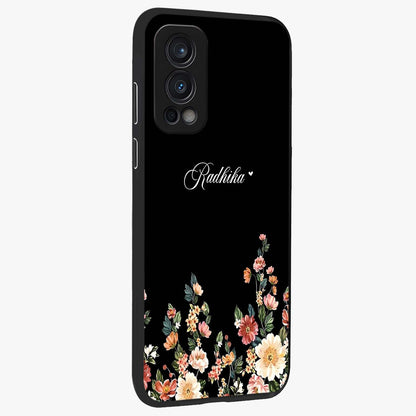 Floral Design With a Custom Personalized Name Glass Case upright view showcasing delicate floral artwork with personalized aesthetic style.