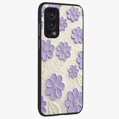 Floral Wall Art With Purple Flowers Glass Case upright view showcasing elegant purple flower artwork with decorative floral theme.