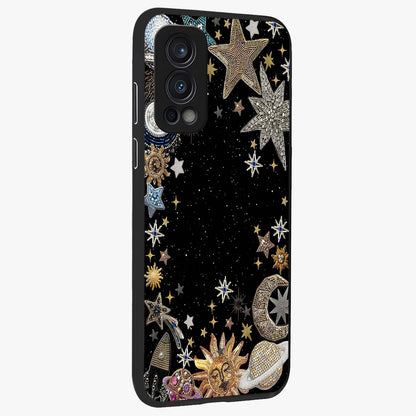 Galactic Jewel Stars Glass Case upright view showcasing glittering star jewel artwork with vibrant galaxy theme.