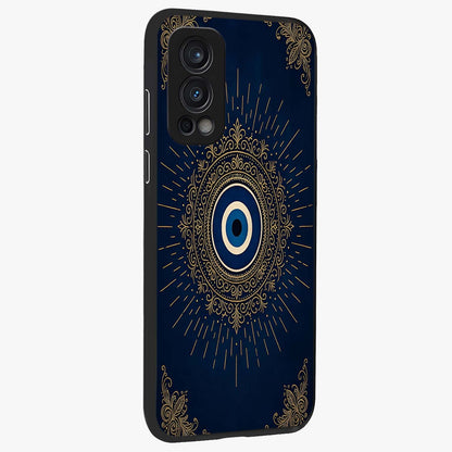 Golden Celestial Charm Glass Case upright view showcasing radiant celestial artwork with elegant golden theme.