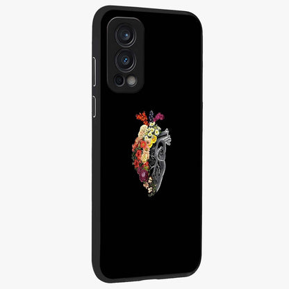 Heart With Flowers Glass Case upright view showcasing decorative heart and floral artwork with sweet romantic theme.