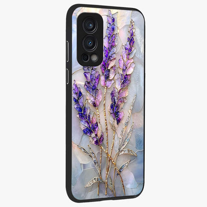 Lavender Dream Glow Glass Case upright view showcasing radiant lavender glow artwork with calming dreamy theme.