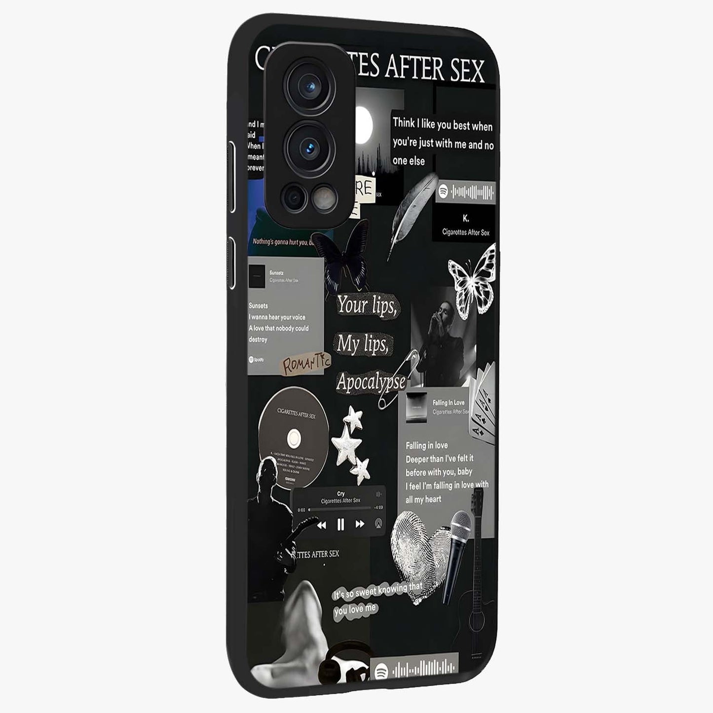 Midnight Love Echo Glass Case upright view showcasing expressive romantic artwork with dreamy midnight theme.