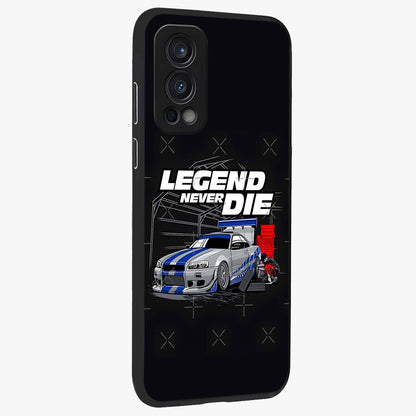 Midnight Racing Legacy Glass Case upright view showcasing powerful racing artwork with modern sports theme.