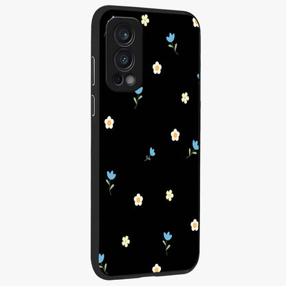 Minimal Petal Whispers Glass Case upright view showcasing elegant floral artwork with modern minimalist style.