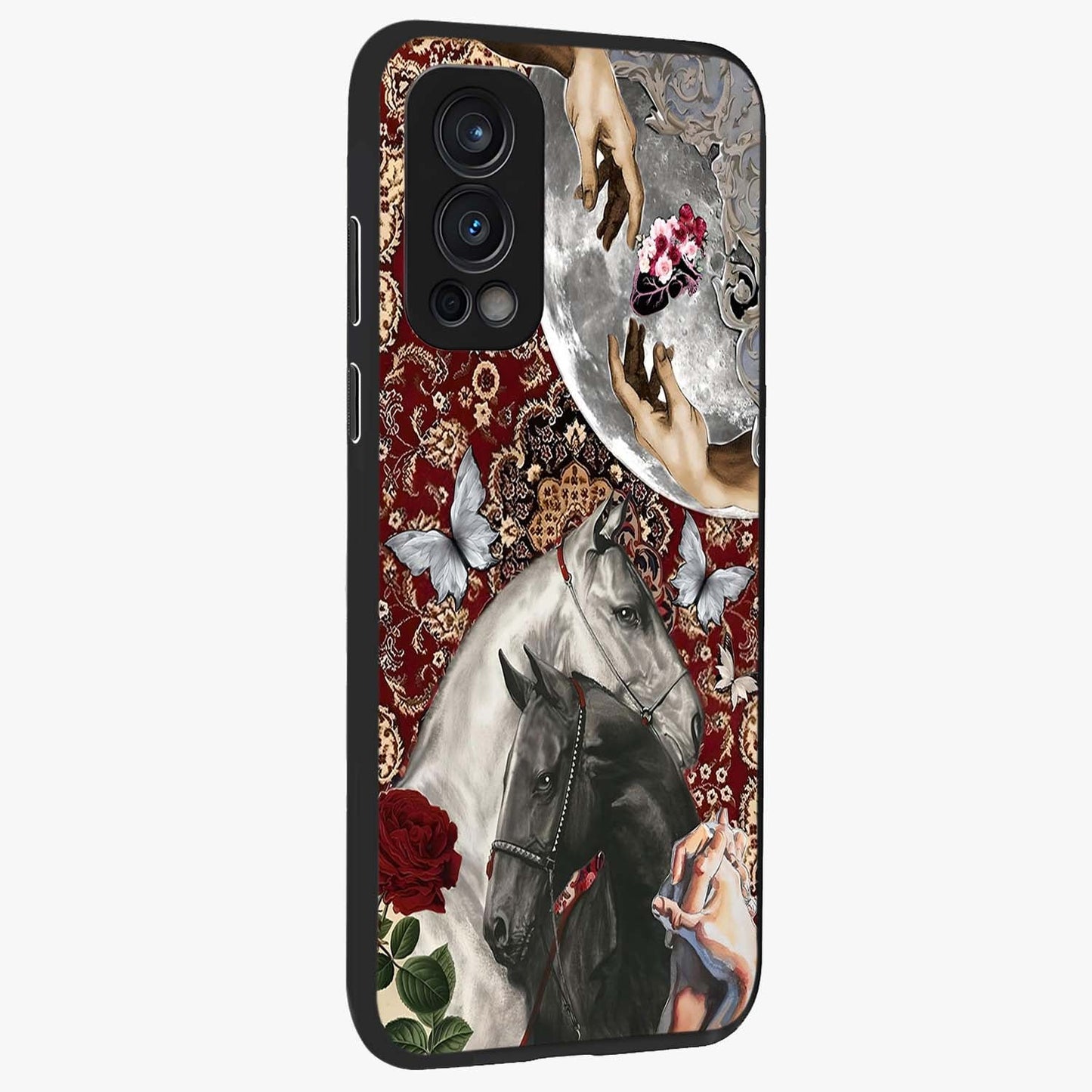 Moonlit Royal Stallion Glass Case upright view showcasing dramatic horse artwork with glowing moon themed design.